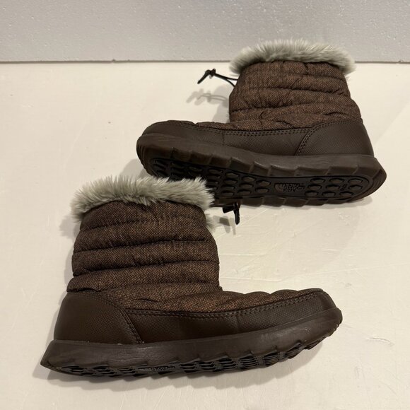 The North Face Women's Thermoball Micro-Baffle Brown Faux Fur Snow Boots Size 10 - Picture 5 of 9